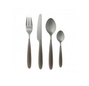 BRANDANI SET 16PC TAUPE POLISHED STAINLESS STEEL CUTLERY