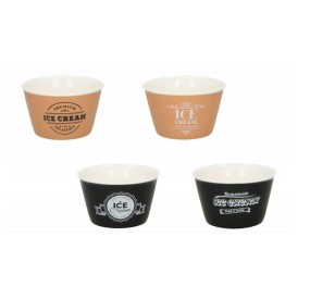 SET 4PZ COPPETTE GELATO PORCELLANA COLORATE BRANDANI