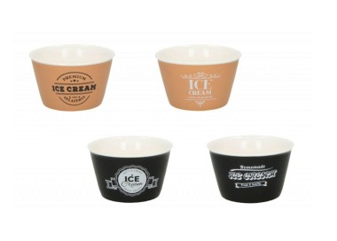 SET 4 PCS COLORED PORCELAIN ICE CREAM CUPS BRANDANI