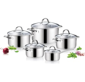 SET OF 5 TESCOMA STAINLESS STEEL VIVA LINE PANS