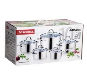 SET OF 5 TESCOMA STAINLESS STEEL VIVA LINE PANS