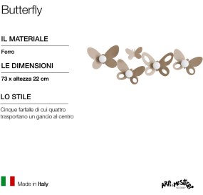 APPENDIABITI 4 GANCI BUTTERFLY ARTI&MESTIERI COLORE BEJE