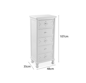 CABINET 5 DRAWERS WHITE WOOD 48x35xH107 VERSA