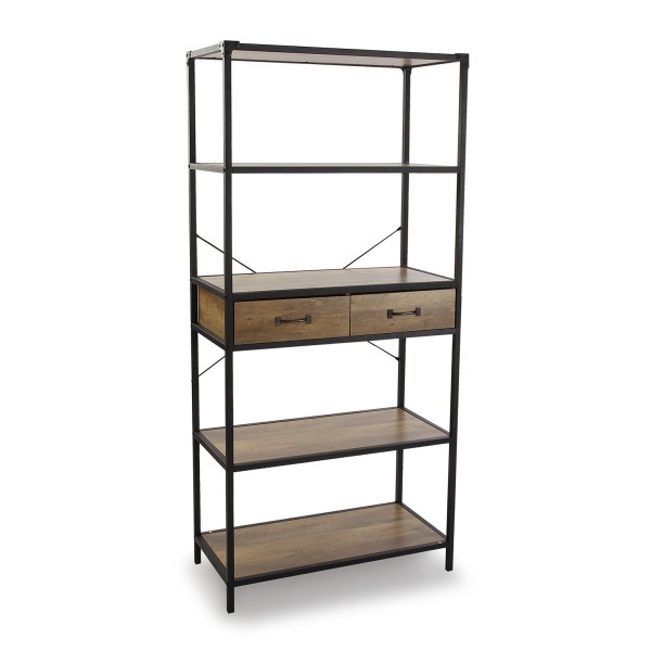 MOBILE SHELF WITH VERSA BROWN WOOD DRAWERS