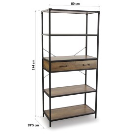 MOBILE SHELF WITH VERSA BROWN WOOD DRAWERS