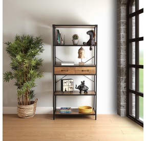 MOBILE SHELF WITH VERSA BROWN WOOD DRAWERS