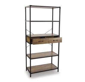 MOBILE SHELF WITH VERSA BROWN WOOD DRAWERS