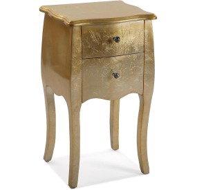 VERSA CAGLIARI GOLD WOOD BEDSIDE CHEST OF DRAWERS 40X35 H71