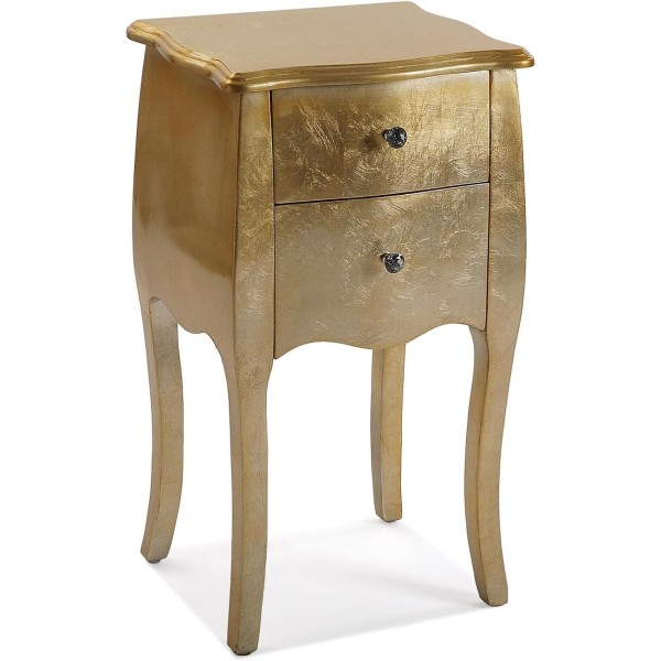 VERSA CAGLIARI GOLD WOOD BEDSIDE CHEST OF DRAWERS 40X35 H71