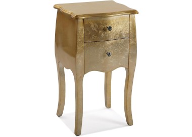 VERSA CAGLIARI GOLD WOOD BEDSIDE CHEST OF DRAWERS 40X35 H71