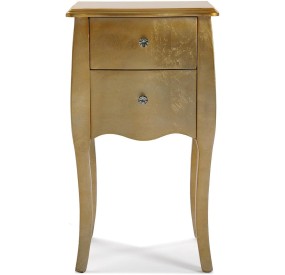 VERSA CAGLIARI GOLD WOOD BEDSIDE CHEST OF DRAWERS 40X35 H71