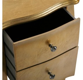 VERSA CAGLIARI GOLD WOOD BEDSIDE CHEST OF DRAWERS 40X35 H71