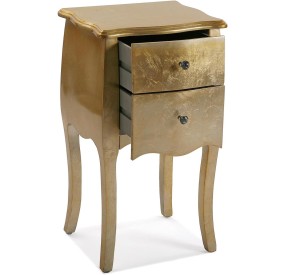 VERSA CAGLIARI GOLD WOOD BEDSIDE CHEST OF DRAWERS 40X35 H71