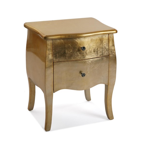 CAGLIARI WOOD GOLD DRAWER BEDSIDE TABLE 50x39 H60 VERSA