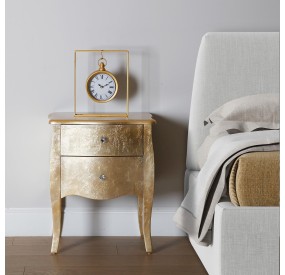 CAGLIARI WOOD GOLD DRAWER BEDSIDE TABLE 50x39 H60 VERSA