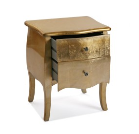 CAGLIARI WOOD GOLD DRAWER BEDSIDE TABLE 50x39 H60 VERSA