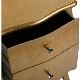 CAGLIARI WOOD GOLD DRAWER BEDSIDE TABLE 50x39 H60 VERSA