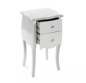 VERSA CAGLIARI WHITE WOOD BEDSIDE CHEST OF DRAWERS 40X35 H71