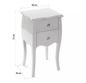 VERSA CAGLIARI WHITE WOOD BEDSIDE CHEST OF DRAWERS 40X35 H71