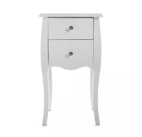 VERSA CAGLIARI WHITE WOOD BEDSIDE CHEST OF DRAWERS 40X35 H71