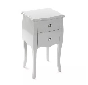 VERSA CAGLIARI WHITE WOOD BEDSIDE CHEST OF DRAWERS 40X35 H71