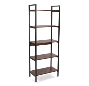 SHELF 5 SHELVES METAL WOOD BROWN 32x60 H165 VERSA