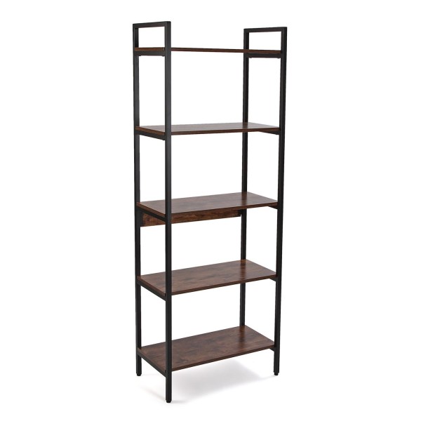 SHELF 5 SHELVES METAL WOOD BROWN 32x60 H165 VERSA