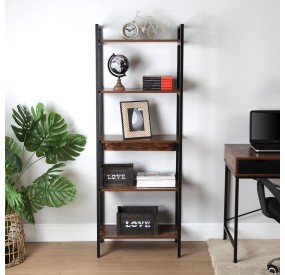 SHELF 5 SHELVES METAL WOOD BROWN 32x60 H165 VERSA