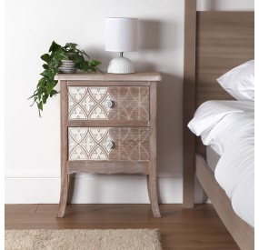 LYRA BEDSIDE TABLE 2 WOODEN DRAWERS 45x30 H60 VERSA