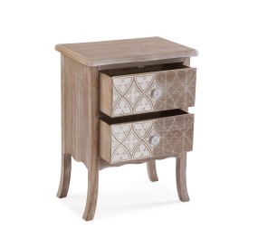 LYRA BEDSIDE TABLE 2 WOODEN DRAWERS 45x30 H60 VERSA