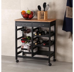 CARRELLO CUCINA PORTA BOTTIGLIE E VIVANDE 66x37 H76 VERSA