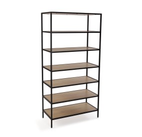 SHELF 7 SHELVES METAL WOOD BROWN 35x75 H149 VERSA