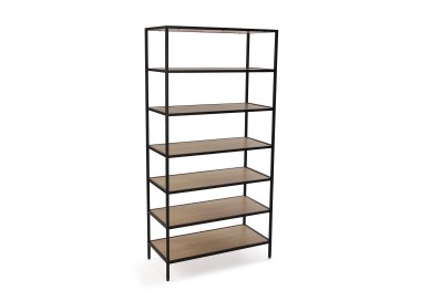 SHELF 7 SHELVES METAL WOOD BROWN 35x75 H149 VERSA