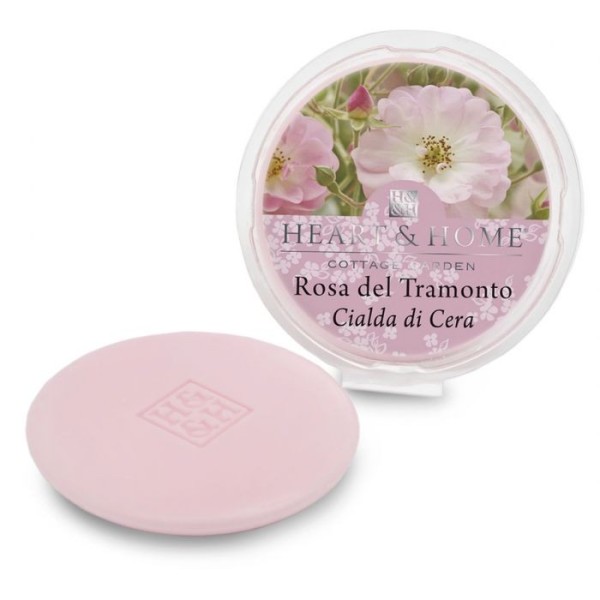 CIALDA PROFUMATA ROSA DEL TRAMONTO BRUCIA ESSENZE HEART&HOME 100% SOIA