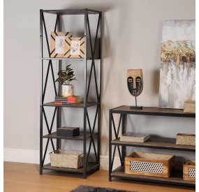 METAL AND WOOD BOOKSHELF 5 SHELVES 46x41 H155 VERSA