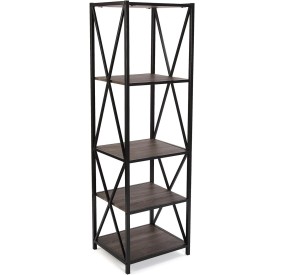 SCAFFALE LIBRERIA METALLO E LEGNO 5 RIPIANI 46x41 H155 VERSA