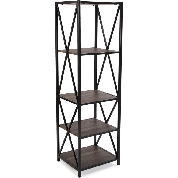 SCAFFALE LIBRERIA METALLO E LEGNO 5 RIPIANI 46x41 H155 VERSA