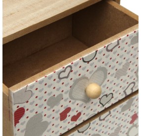 VERSA 3 DRAWER WOODEN HEARTS JEWELERY BOX