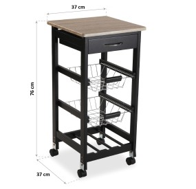 CARRELLO CUCINA PORTA BOTTIGLIE E VIVANDE 37x37 H76 VERSA