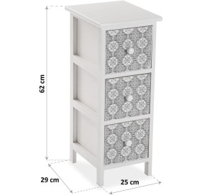 CHEST 3 DRAWERS WHITE / GRAY 29x25 H62 VERSA