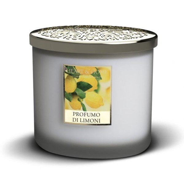 SCENTED SOY CANDLE LEMON SCENT 2 WICKS 220G HEART&HOME