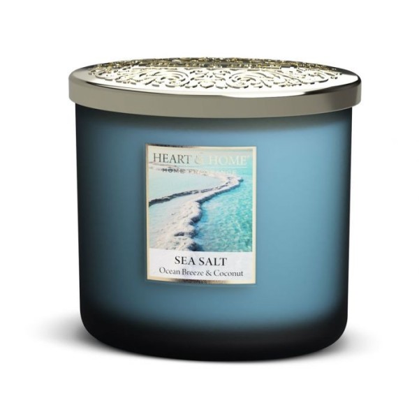 CANDELA SOIA PROFUMATA SEA SALT 2 STOPPINI 220G HEART&HOME