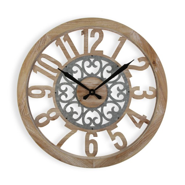 VERSA WOOD AND METAL WALL CLOCK 60CM