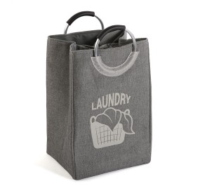 CESTA PORTA BIANCHERIA VESTITI CON MANIGLIE E LOGO LAUNDRY