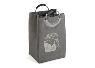 CESTA PORTA BIANCHERIA VESTITI CON MANIGLIE E LOGO LAUNDRY