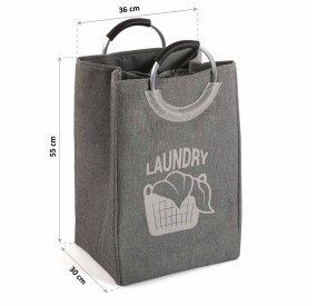 CESTA PORTA BIANCHERIA VESTITI CON MANIGLIE E LOGO LAUNDRY