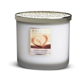 CANDELA SOIA PROFUMATA LOVE STORY 2 STOPPINI 220G HEART&HOME