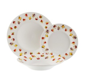 SET PIATTI DA TAVOLA 18PZ STRAWBERRY PORCELLANA