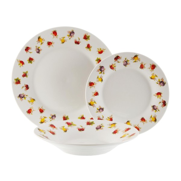 SET PIATTI DA TAVOLA 18PZ STRAWBERRY PORCELLANA