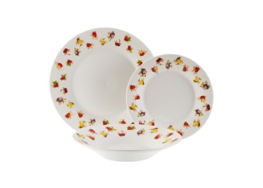 SET PIATTI DA TAVOLA 18PZ STRAWBERRY PORCELLANA